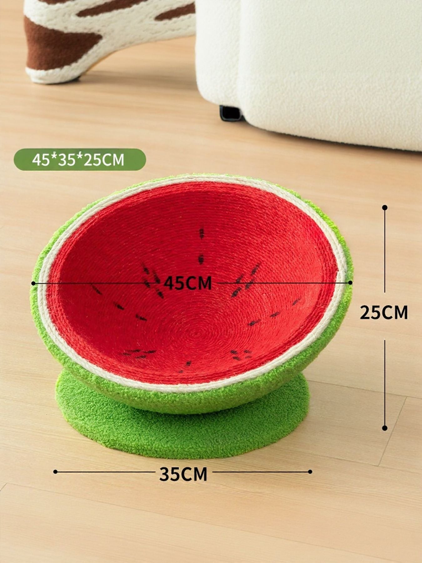 Watermelon Shaped Sisal Cat Scratching Post Nest – Scratch & Sleep Combo for Cats – view 11