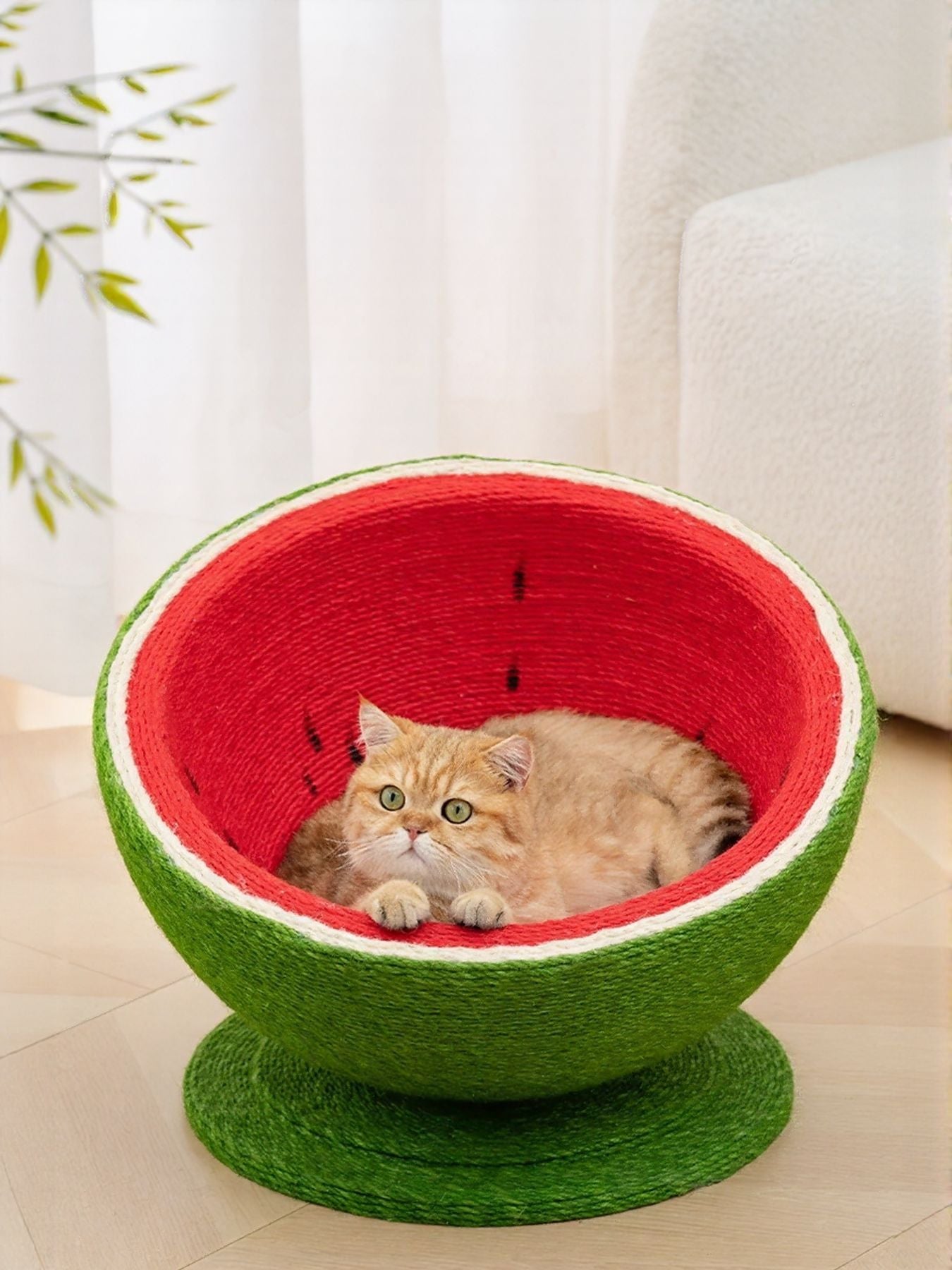 Watermelon Shaped Sisal Cat Scratching Post Nest – Scratch & Sleep Combo for Cats – view 3