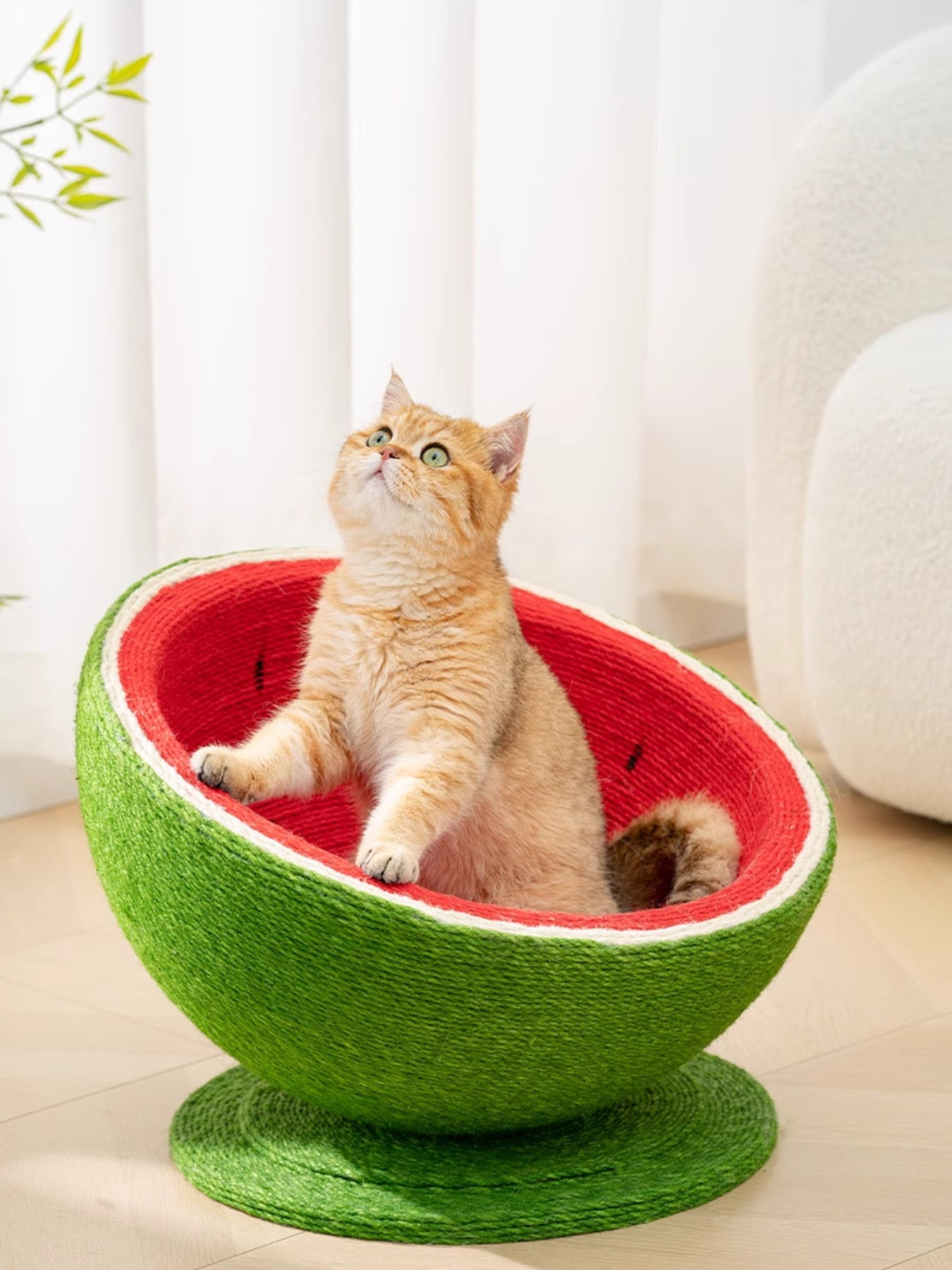 Watermelon Shaped Sisal Cat Scratching Post Nest – Scratch & Sleep Combo for Cats – view 4