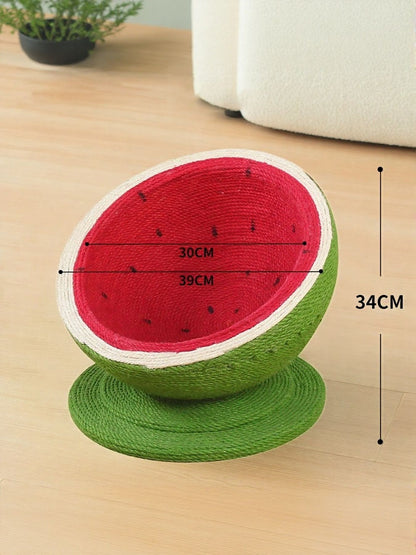 Watermelon Shaped Sisal Cat Scratching Post Nest – Scratch & Sleep Combo for Cats – view 5