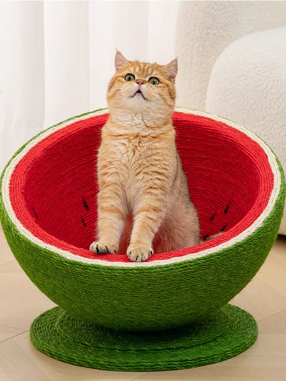 Watermelon Shaped Sisal Cat Scratching Post Nest – Scratch & Sleep Combo for Cats – view 6
