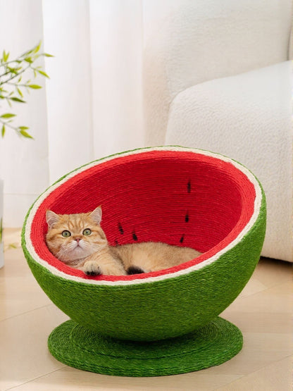Watermelon Shaped Sisal Cat Scratching Post Nest – Scratch & Sleep Combo for Cats – view 8