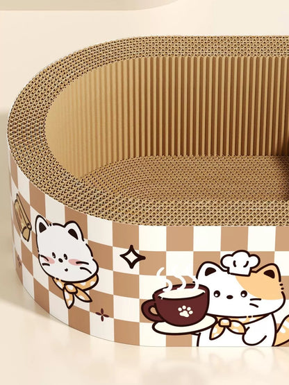Wear-Resistant Cat Scratching Lounge Bed with Cartoon Design – Scratch & Sleep Combo, L & XL – view 2