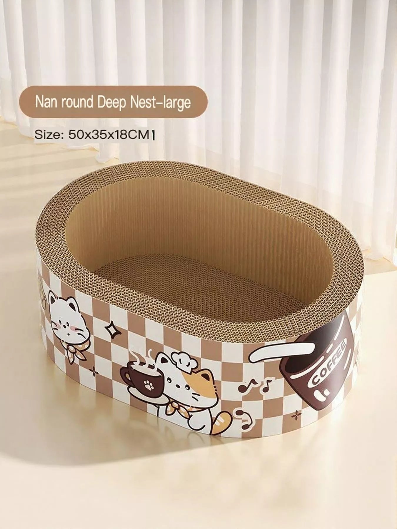 Wear-Resistant Cat Scratching Lounge Bed with Cartoon Design – Scratch & Sleep Combo, L & XL – view 3
