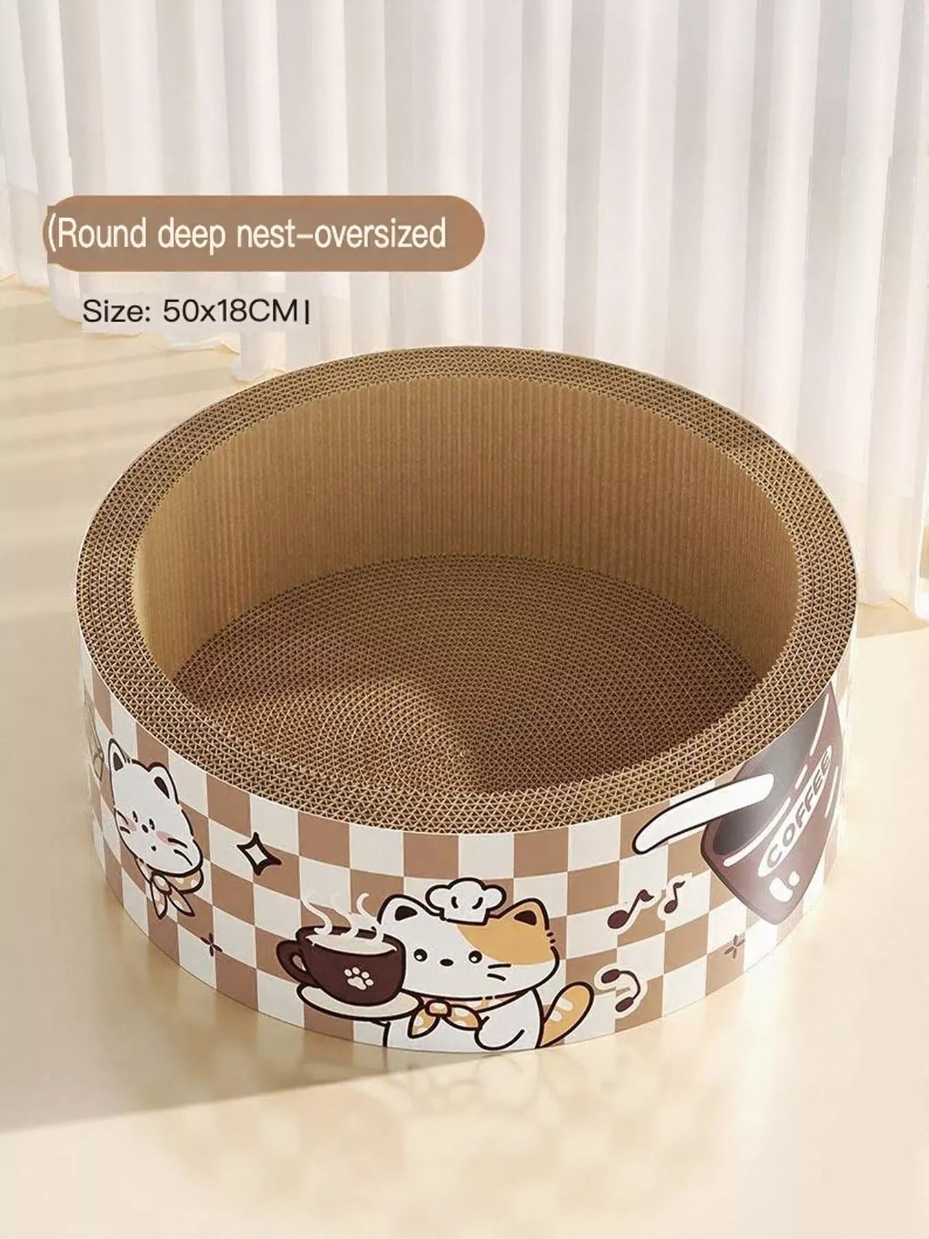 Wear-Resistant Cat Scratching Lounge Bed with Cartoon Design – Scratch & Sleep Combo, L & XL – view 6