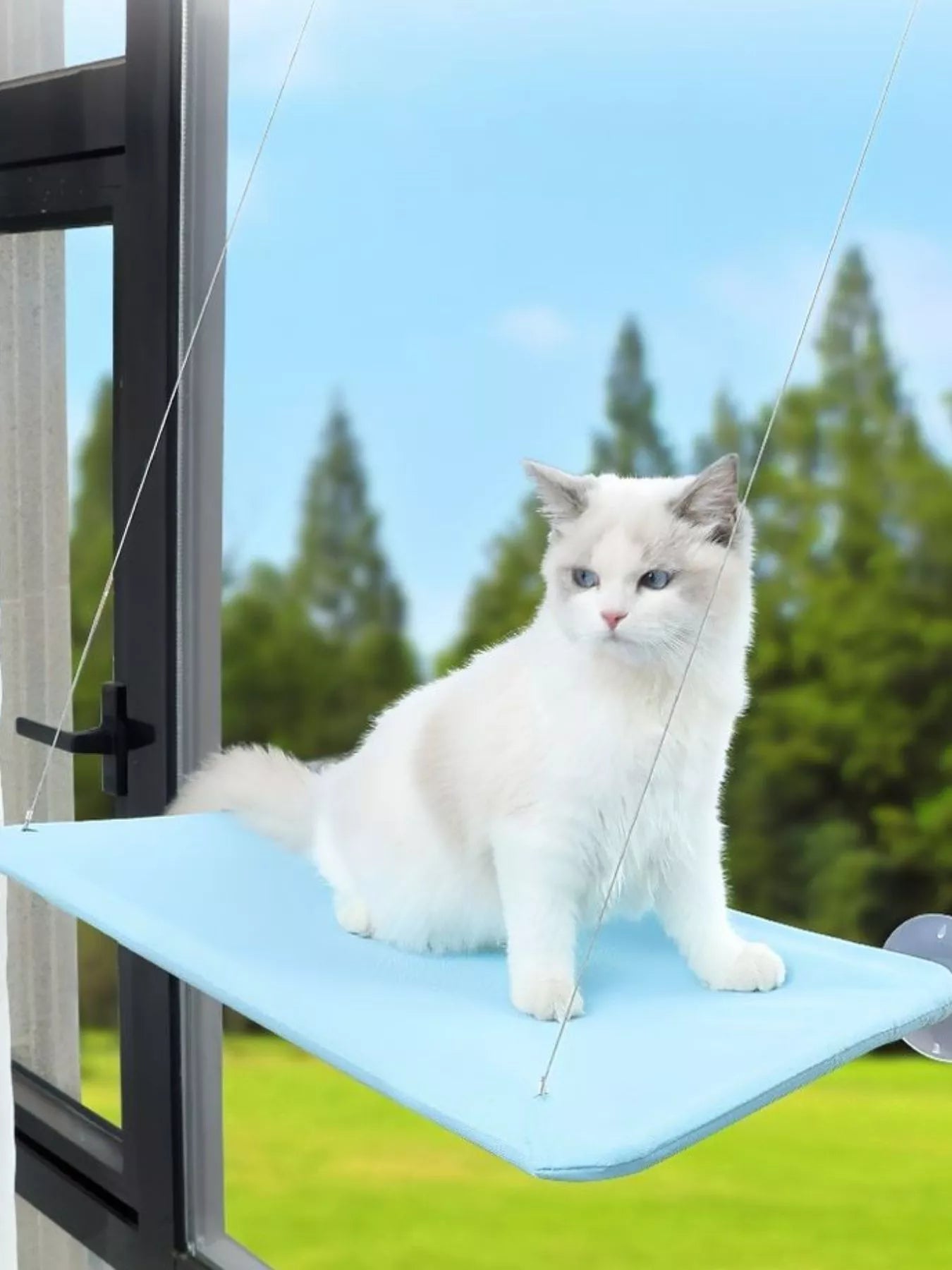 Window Perch Cat Hammock with Suction Cups – Polyester Wall-Mounted Cat Seat – view 4