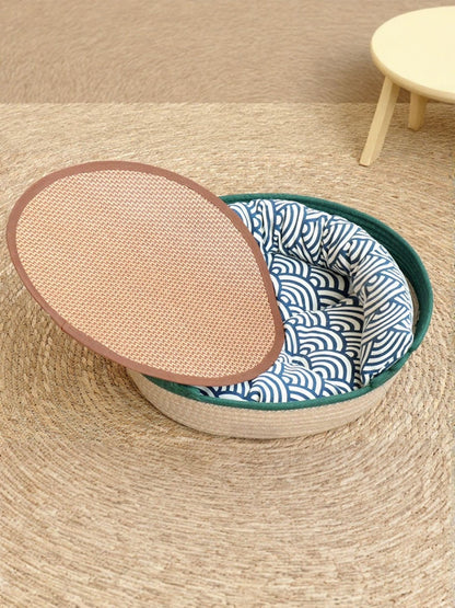 Woven Cotton Cord Pet Nest – Foldable Semi-Enclosed Scratch-Resistant Bed for Cats & Dogs – view 2