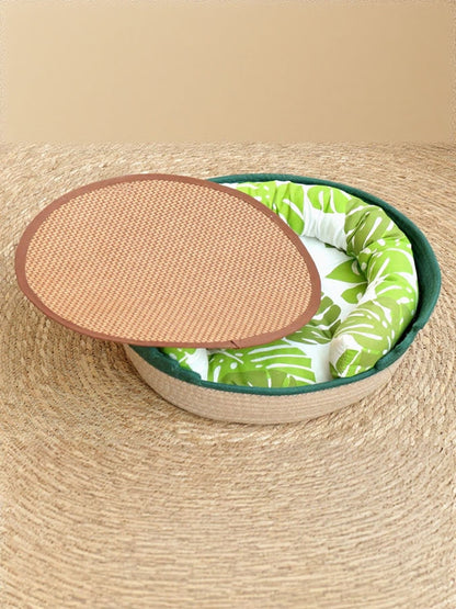 Woven Cotton Cord Pet Nest – Foldable Semi-Enclosed Scratch-Resistant Bed for Cats & Dogs – view 3