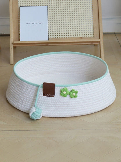Woven Cotton Cord Pet Nest with Toy Ball – 4-Piece Semi-Enclosed Bed for Cats & Dogs – view 2