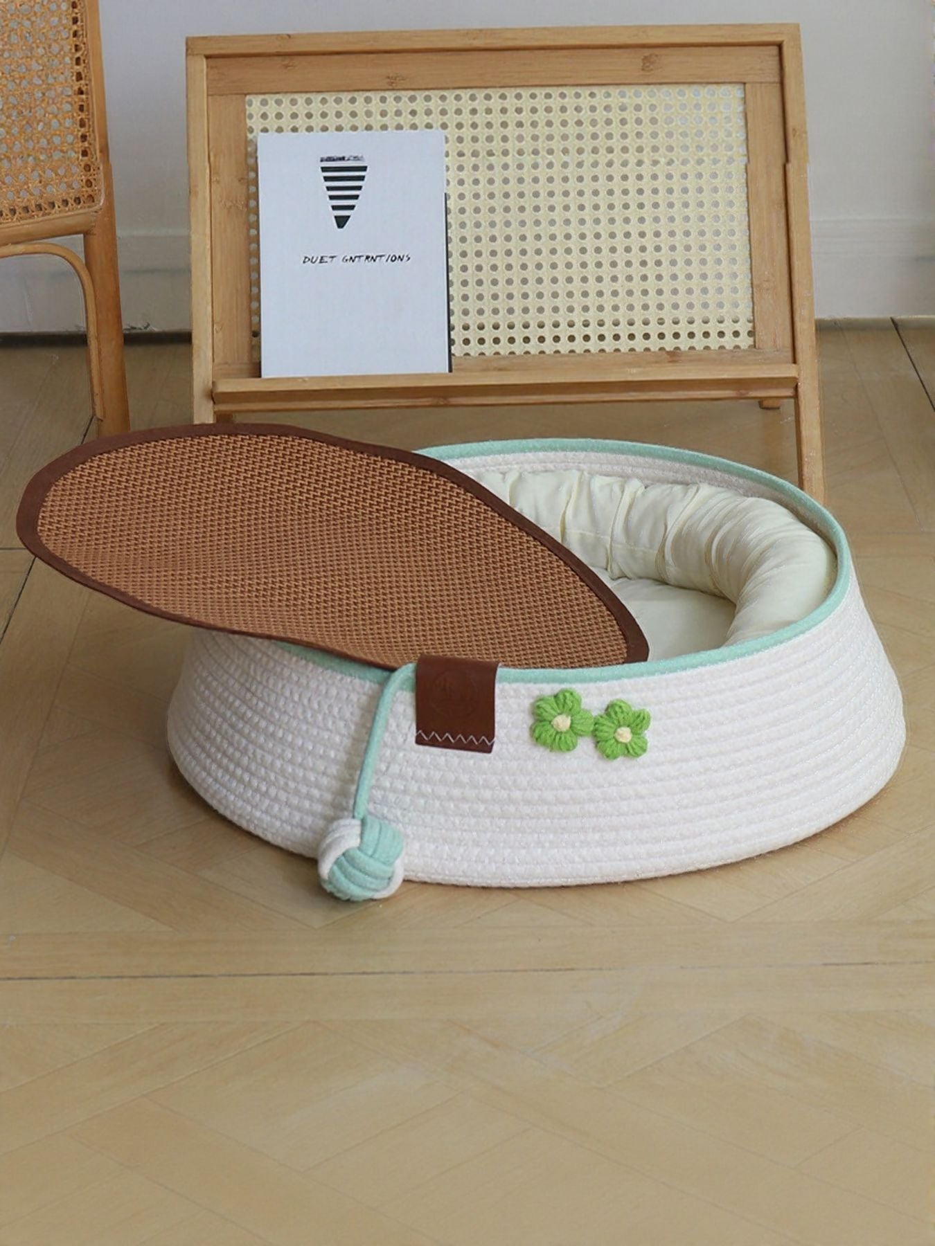 Woven Cotton Cord Pet Nest with Toy Ball – 4-Piece Semi-Enclosed Bed for Cats & Dogs – view 6
