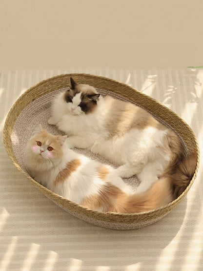 Woven Rattan Scratch-Resistant Cat Nest – Natural Cozy Hideaway Bed for Cats – view 2