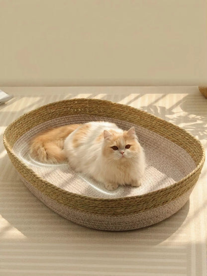 Woven Rattan Scratch-Resistant Cat Nest – Natural Cozy Hideaway Bed for Cats – view 3