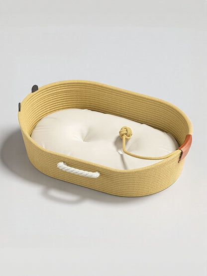 Woven Rope Oval Polyester Pet Bed – Scratch-Resistant Raised Bed for Cats & Dogs – view 5