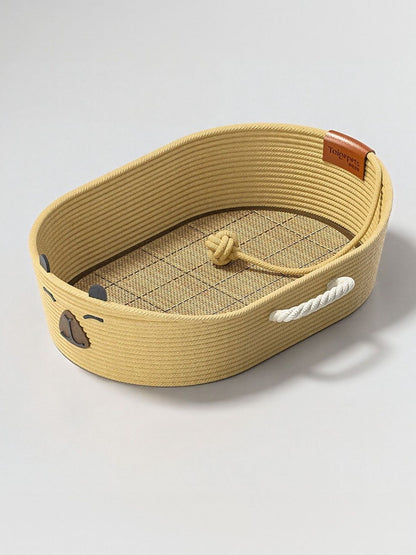 Woven Rope Oval Polyester Pet Bed – Scratch-Resistant Raised Bed for Cats & Dogs – view 6